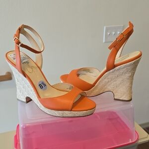 Jessica Simpson Vibrant Orange Wedges